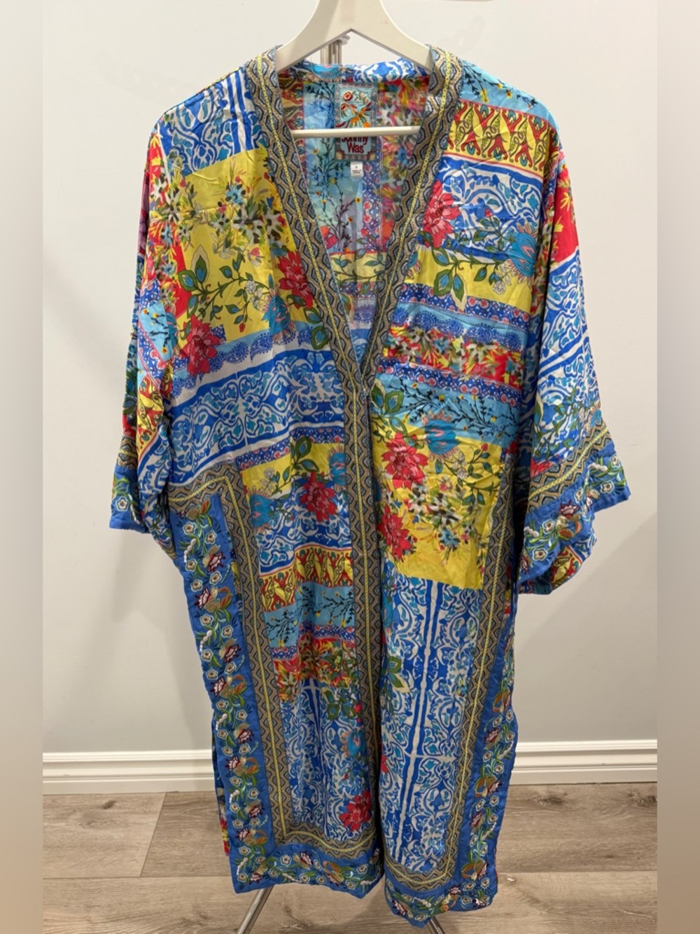 Johnny Was 100% silk kimono longer length SPRING SUMMER! SMALL EXCELLENT